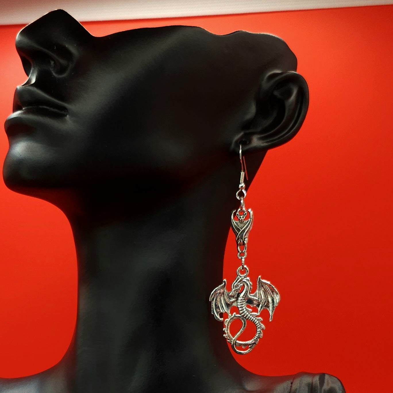 Dragon Charmer Statement Earrings - Novelty Alternative Jewelry, Grunge Gothic Earrings