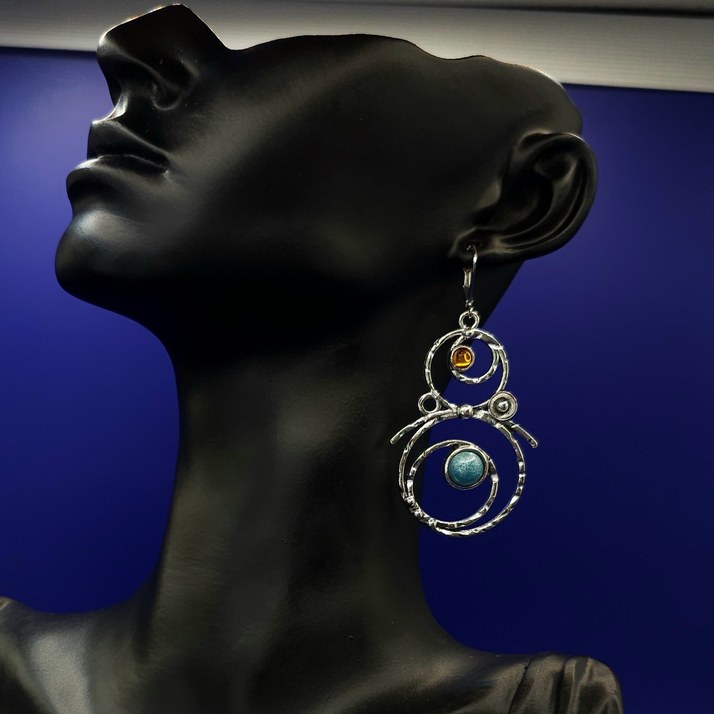 Intergalactic Snowman Gothic Earrings - Abstract Alternative Jewelry, Quirky Novelty Ear Accessories