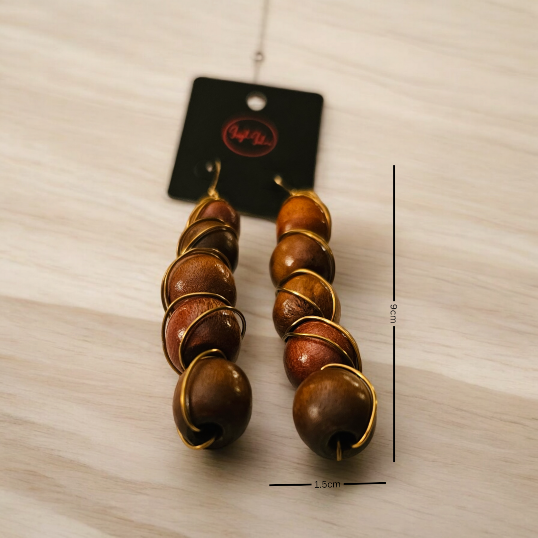 Maple Mambo Wooden Earrings - Handmade Rustic Jewelry, Natural Cozy Autumn Ear Accessories