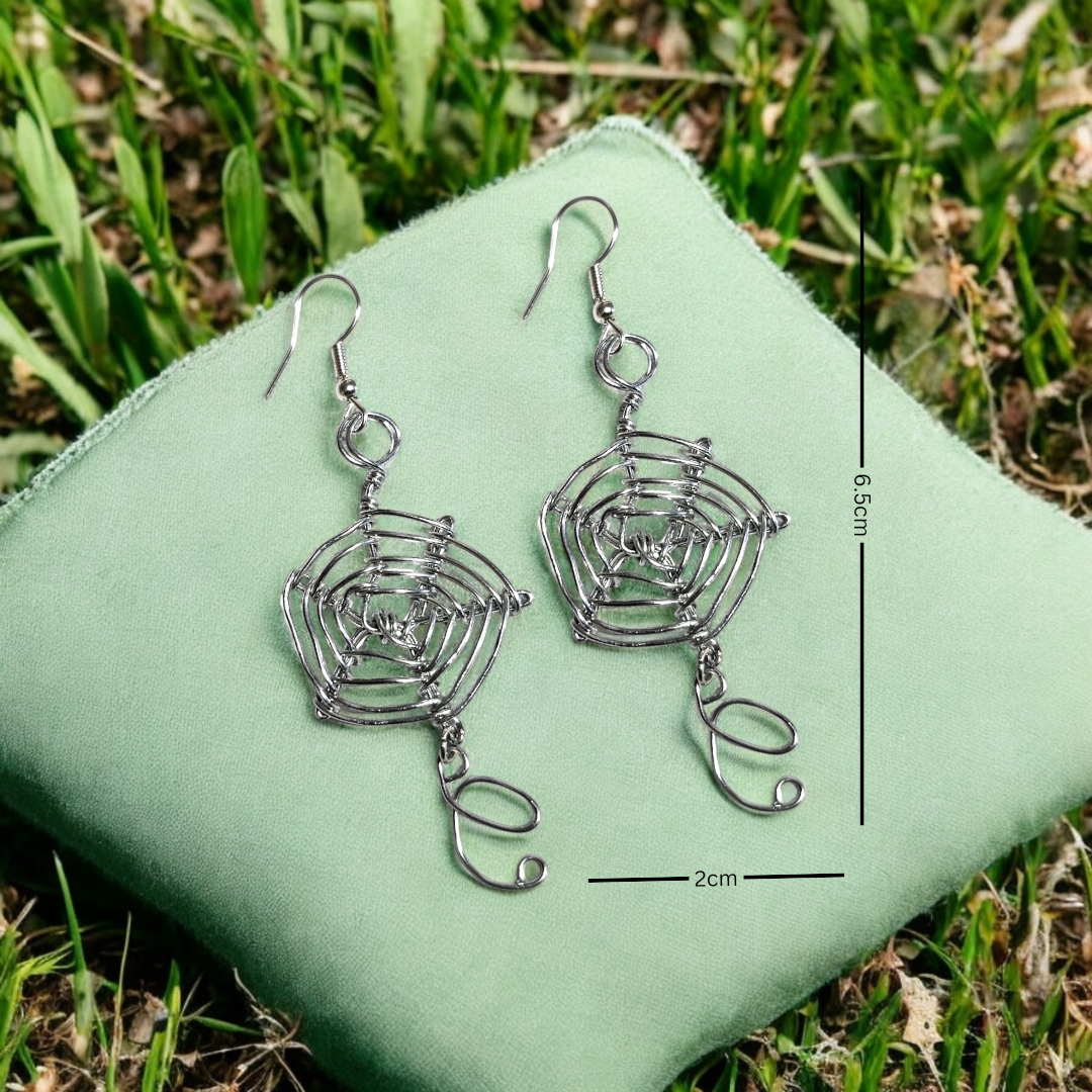 Silver Whimsy Spider Web Earrings with Personalized Initial – Custom Halloween Jewelry