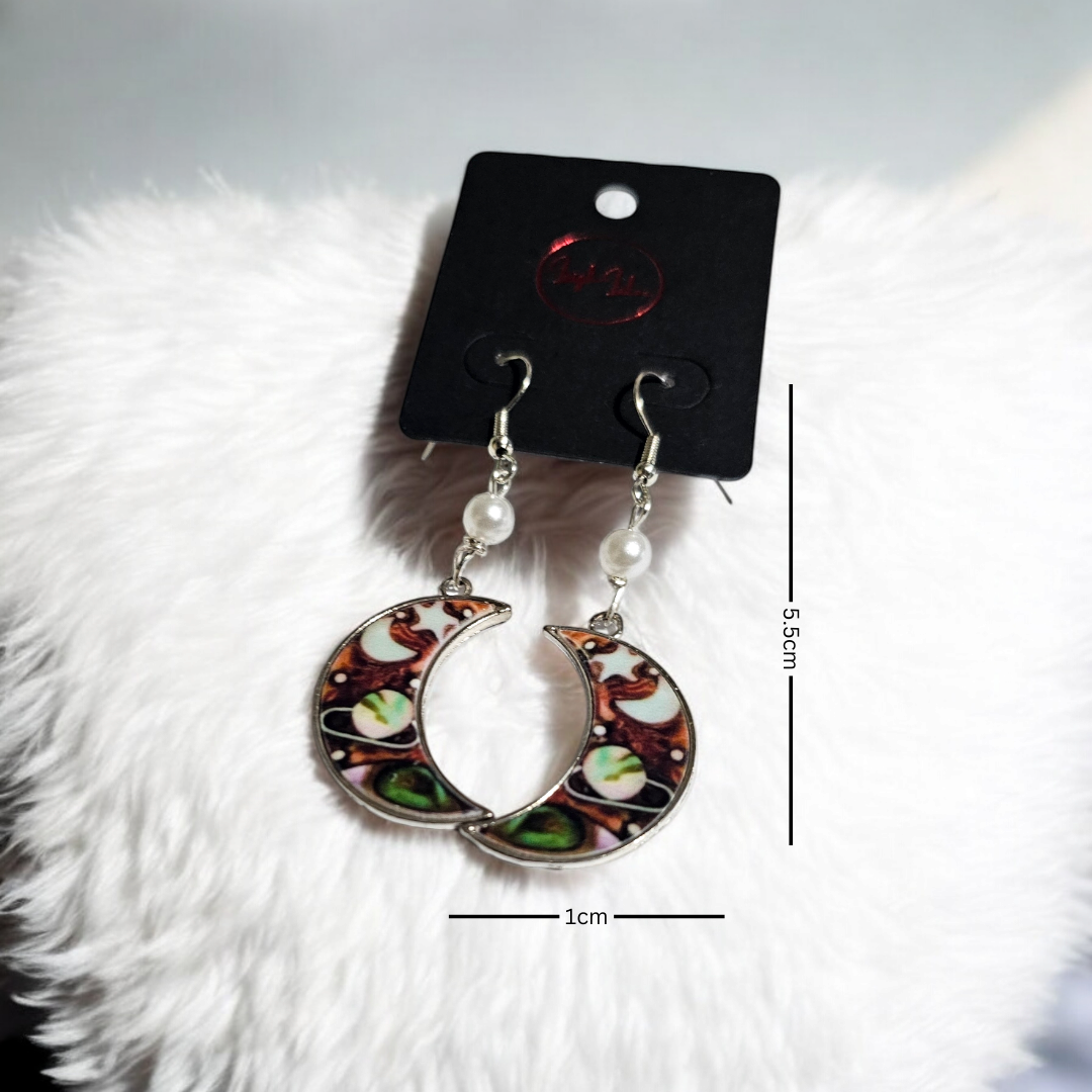 Galaxies Galore Earrings - Alternative Whimsical Planet Jewelry, Novelty Moon Ear Accessories