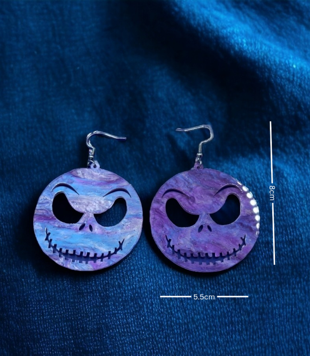 Purple Evil Earrings - Funky Quirky Jewelry, Iridescent Grunge Gothic Earrings