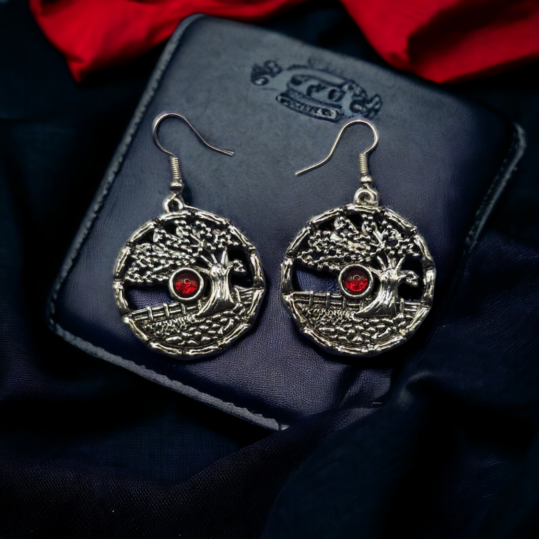 Garden of Lilith Statement Earrings - Alternative Grunge Jewelry, Tree Leaf Gothic Ear Accessories