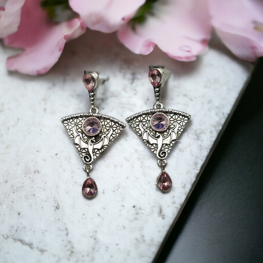 Dragon Princess Crystal Earrings - Grunge Novelty Jewelry, Whimsical Gothic Earring Accessories