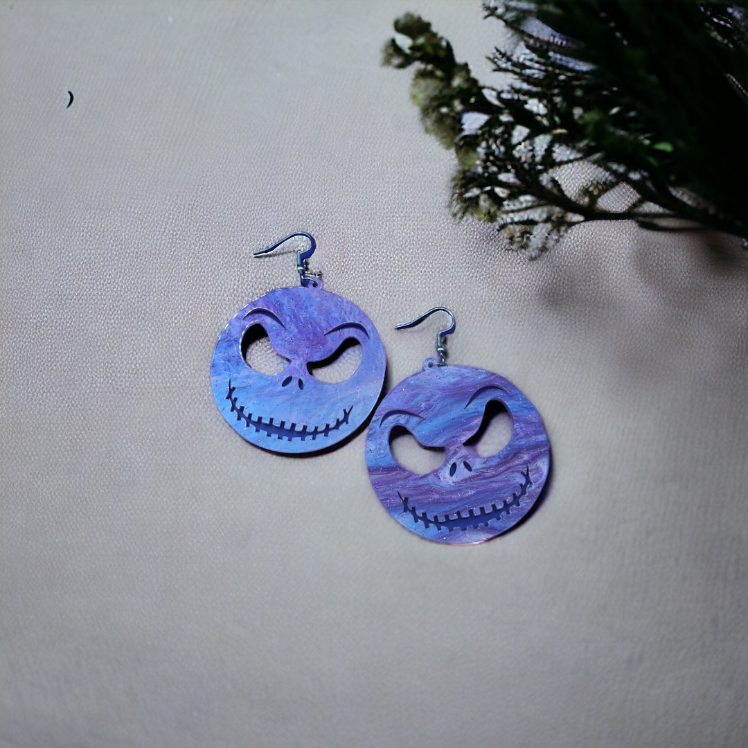 Purple Evil Earrings - Funky Quirky Jewelry, Iridescent Grunge Gothic Earrings