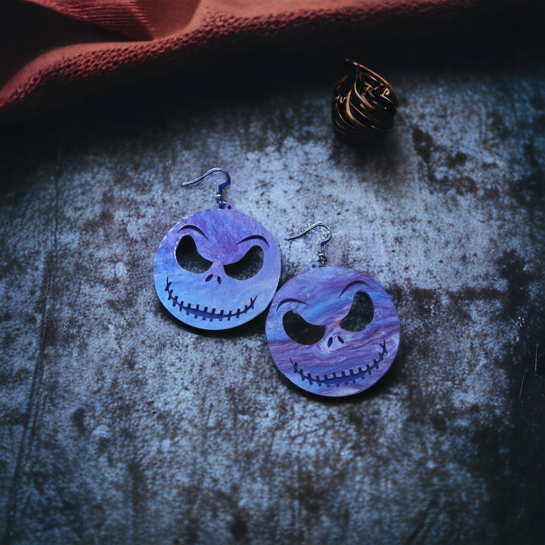 Purple Evil Earrings - Funky Quirky Jewelry, Iridescent Grunge Gothic Earrings