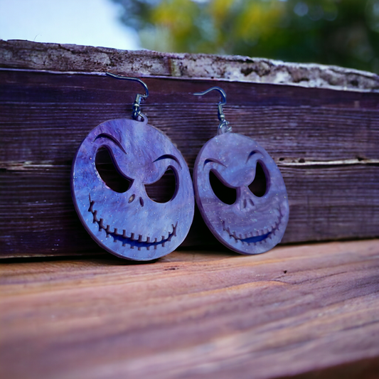Purple Evil Earrings - Funky Quirky Jewelry, Iridescent Grunge Gothic Earrings