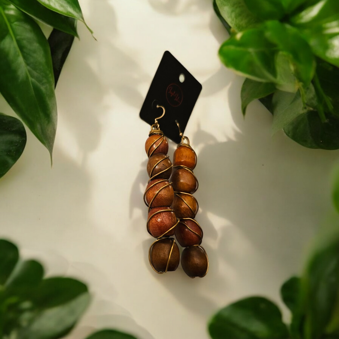 Maple Mambo Wooden Earrings - Handmade Rustic Jewelry, Natural Cozy Autumn Ear Accessories