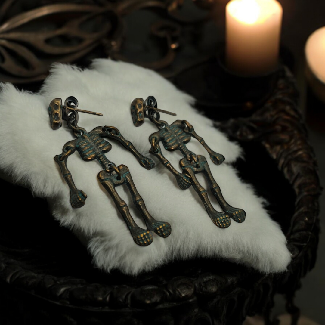 Bare Beauty Earrings - Gothic, Skeleton Jewelry, Grunge Halloween Ear Accessories