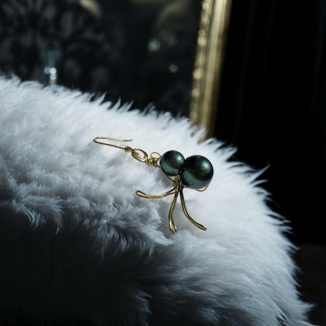 Emerald Scarab Earrings- Green Beetle Jewelry, Gothic Whimsical Insect Accessories
