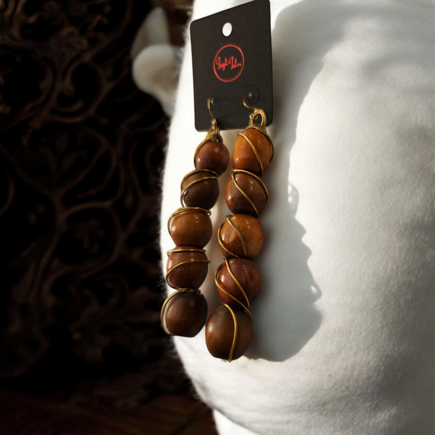 Maple Mambo Wooden Earrings - Handmade Rustic Jewelry, Natural Cozy Autumn Ear Accessories