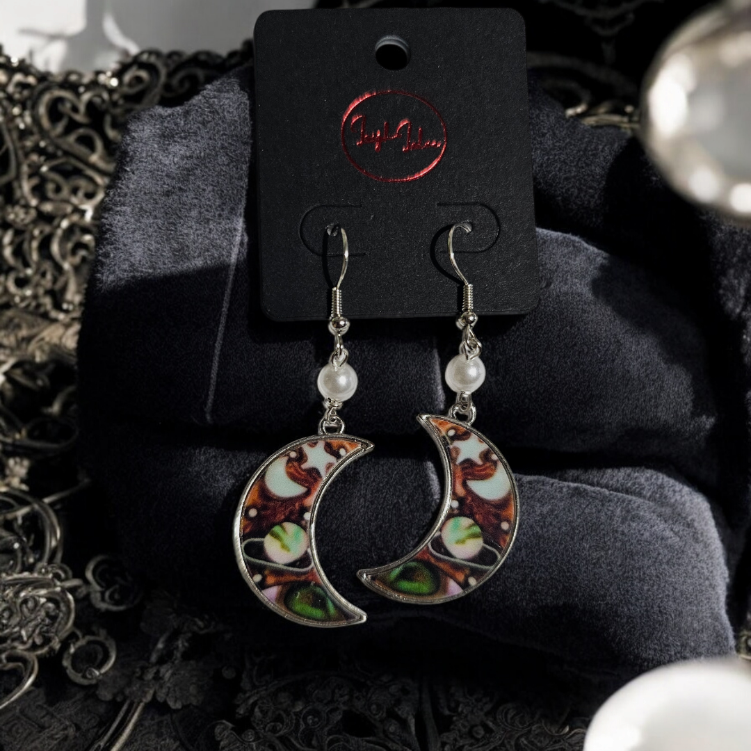 Galaxies Galore Earrings - Alternative Whimsical Planet Jewelry, Novelty Moon Ear Accessories