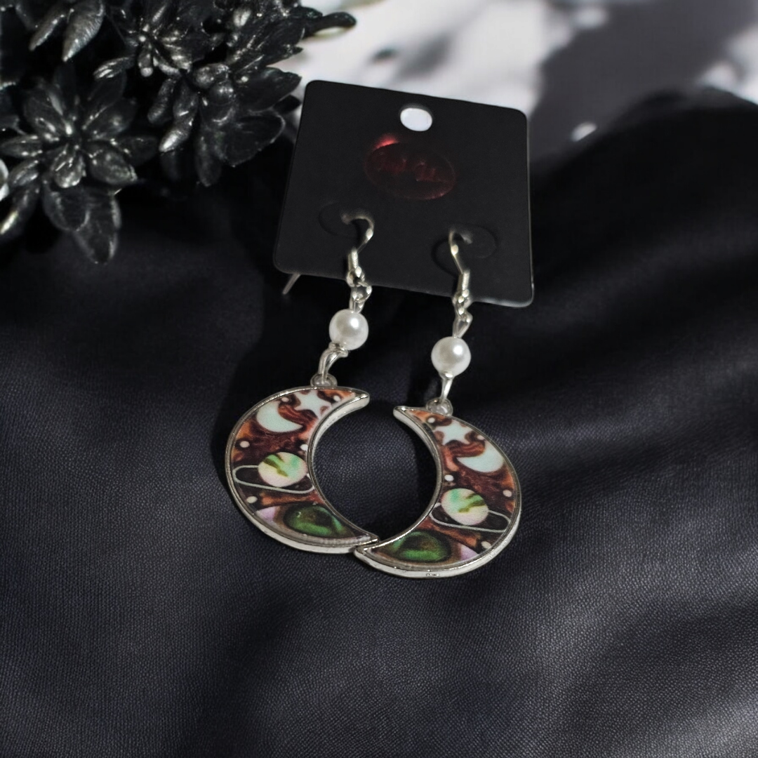 Galaxies Galore Earrings - Alternative Whimsical Planet Jewelry, Novelty Moon Ear Accessories