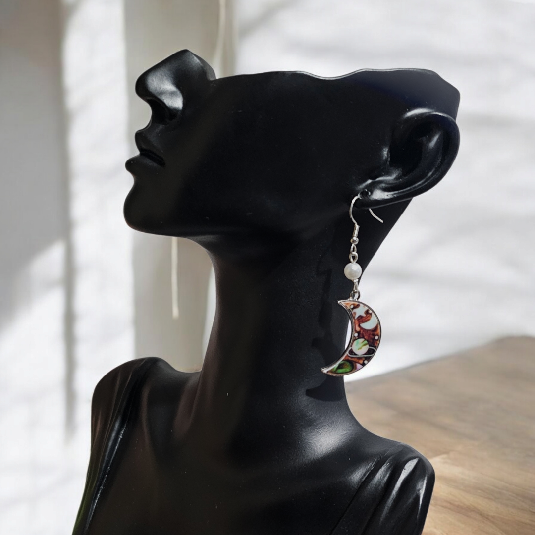 Galaxies Galore Earrings - Alternative Whimsical Planet Jewelry, Novelty Moon Ear Accessories