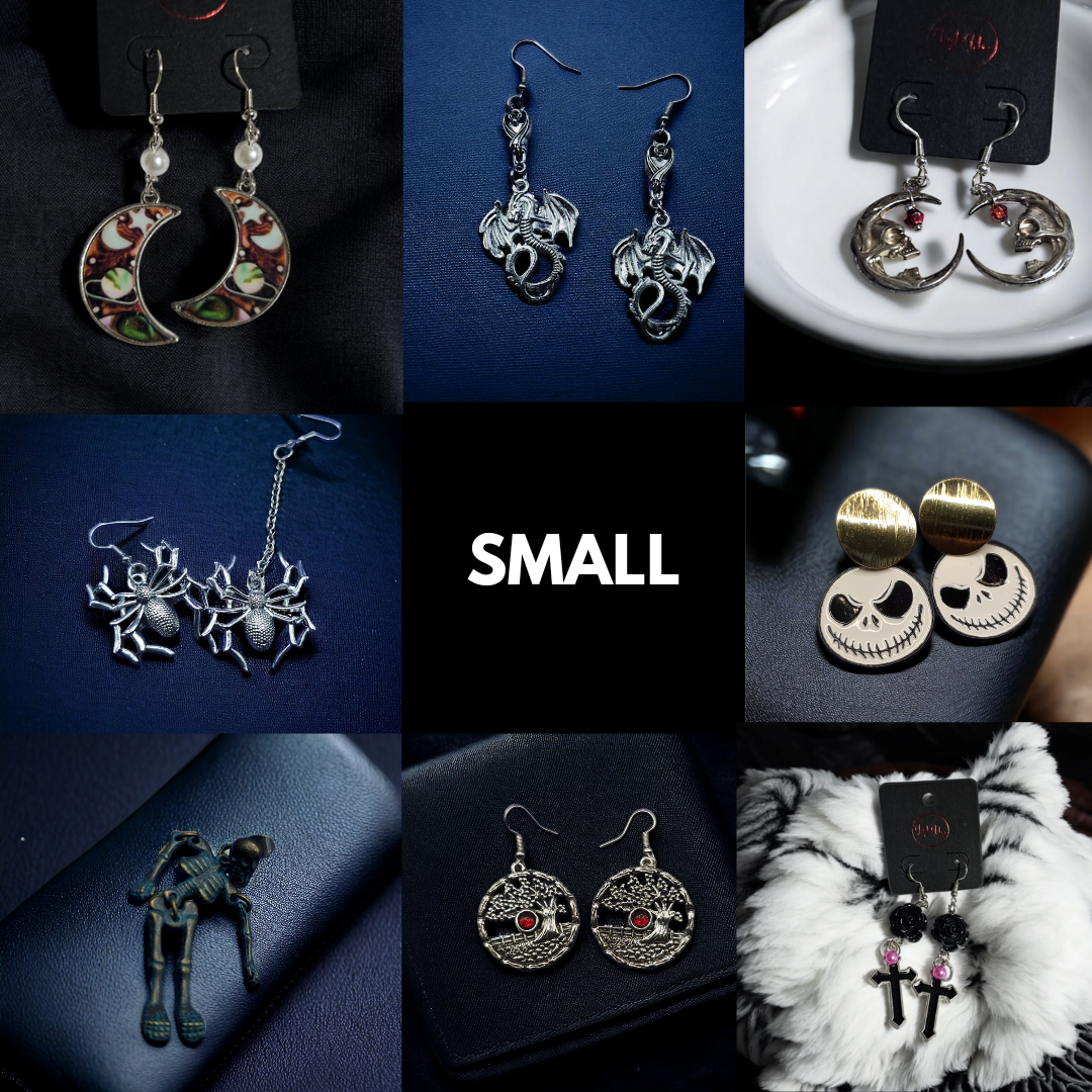 Wicked Wonder Mystery Jewelry Trio Set - Grunge Statement Bundle Package, Gothic Earring Gift Collection, Funky Skull Accessory Present Pack