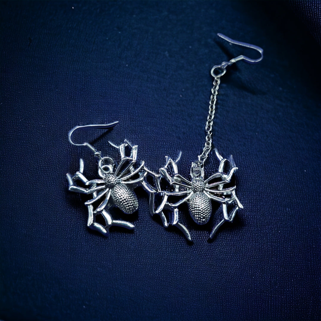 Spider Web Statement Earrings - Grunge Alternative Jewelry, Novelty Gothic Ear Accessories