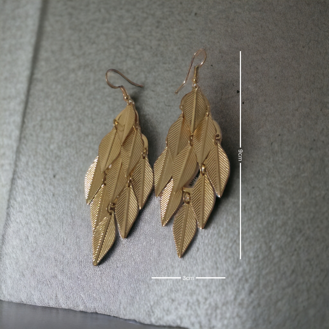 Metallic Temptress Statement Earrings - Chandelier Autumn Jewelry, Stunning Leaf Earrings