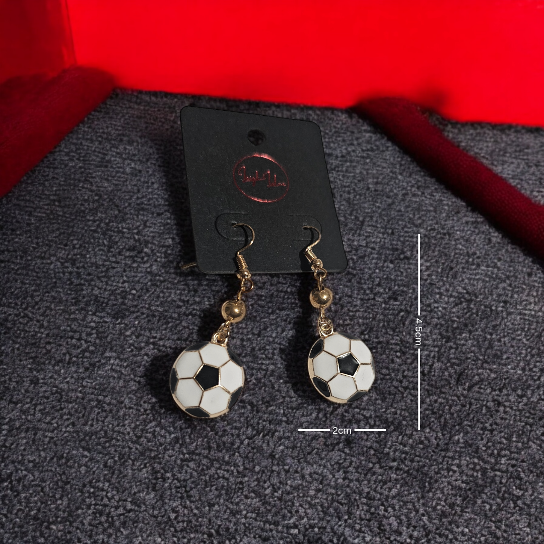 Golden Goalee Statement Earrings - Novelty Soccer Jewelry, Quirky Unique Accessories