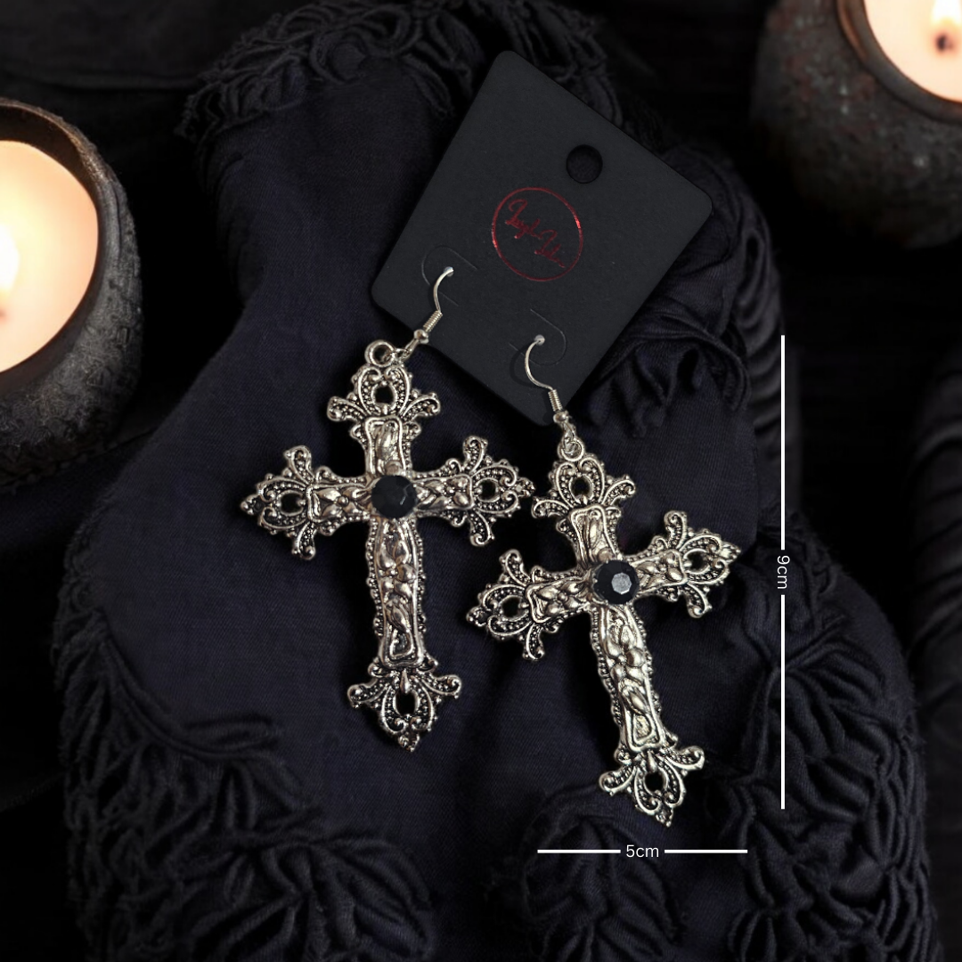 Diaries of Vampire Queen Earrings - Novelty Grunge Alternative Jewelry, Skull Gothic Ear Accessories