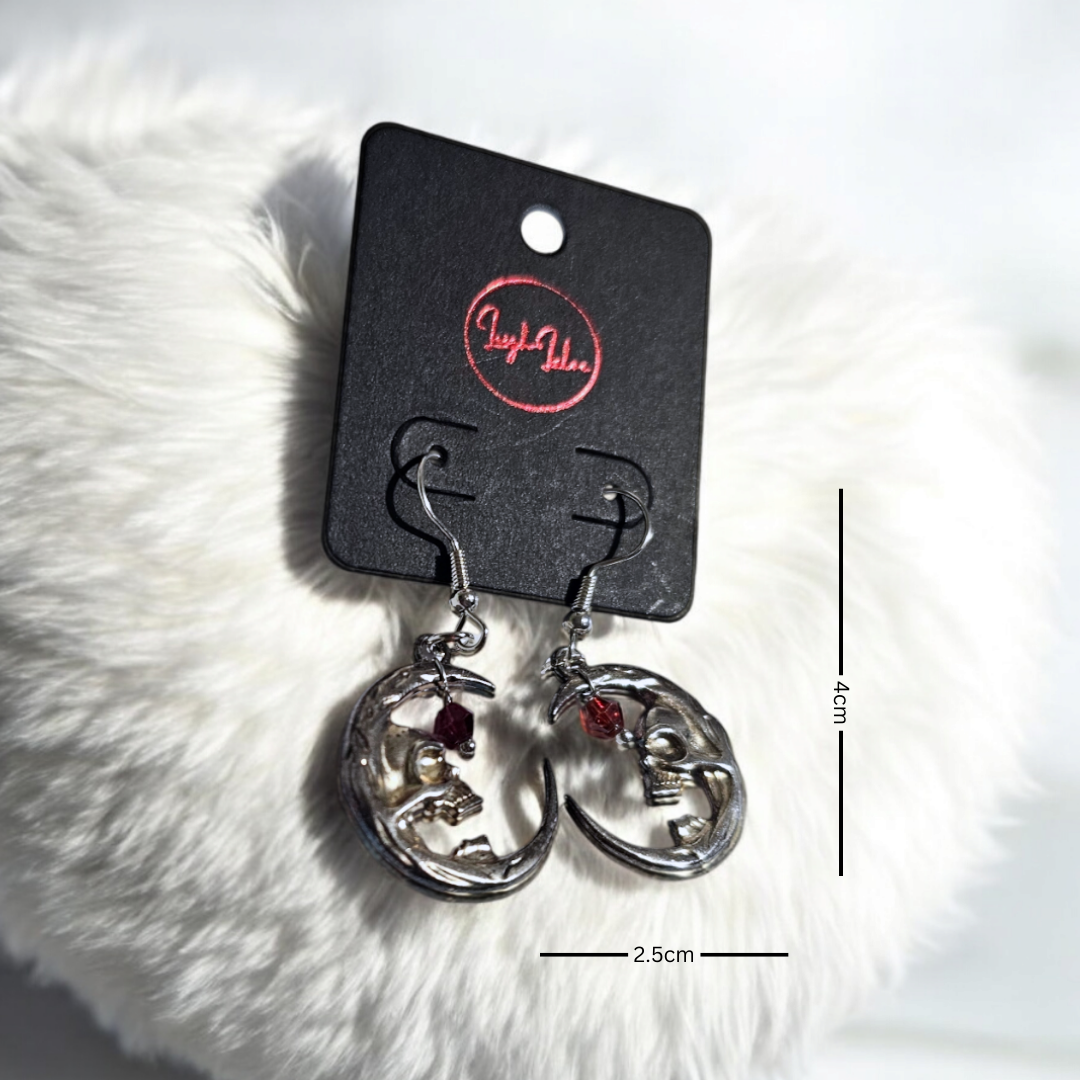 Skull Queen Statement Earrings - Grunge Novelty Jewelry, Alternative Gothic Ear Accessories