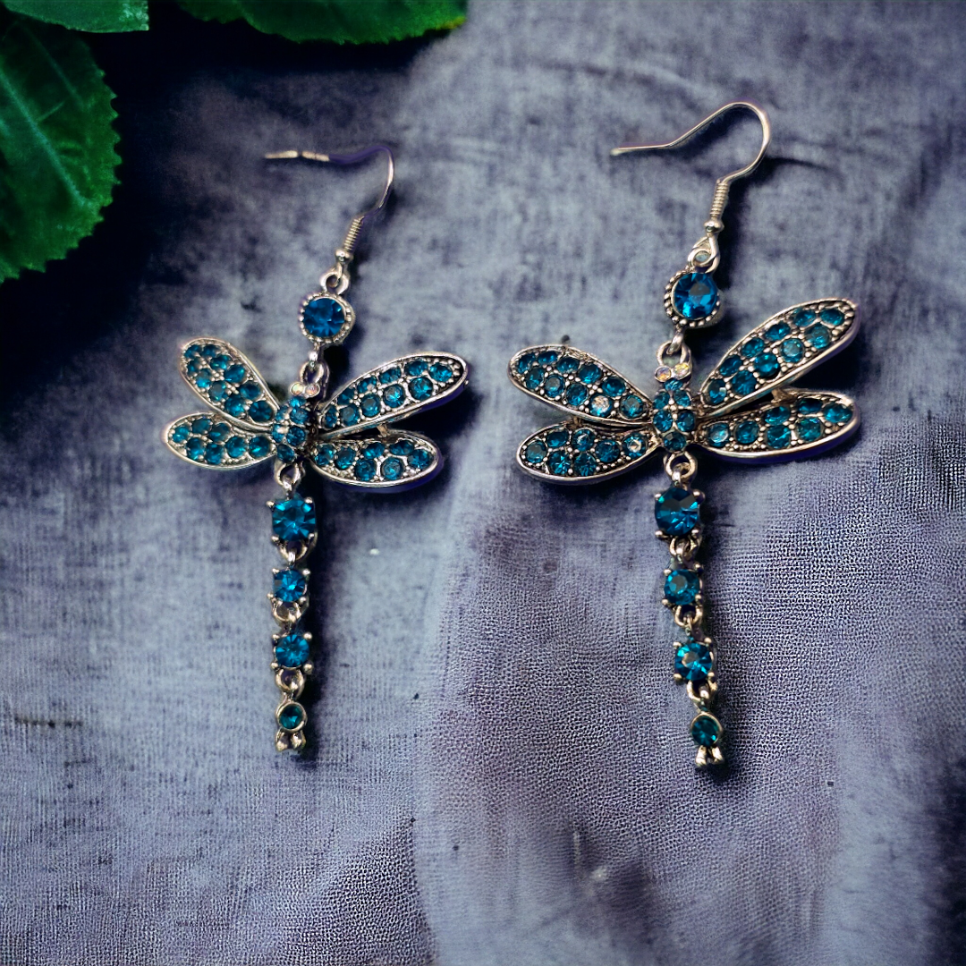 Cerulean Dragonfly Statement Earrings