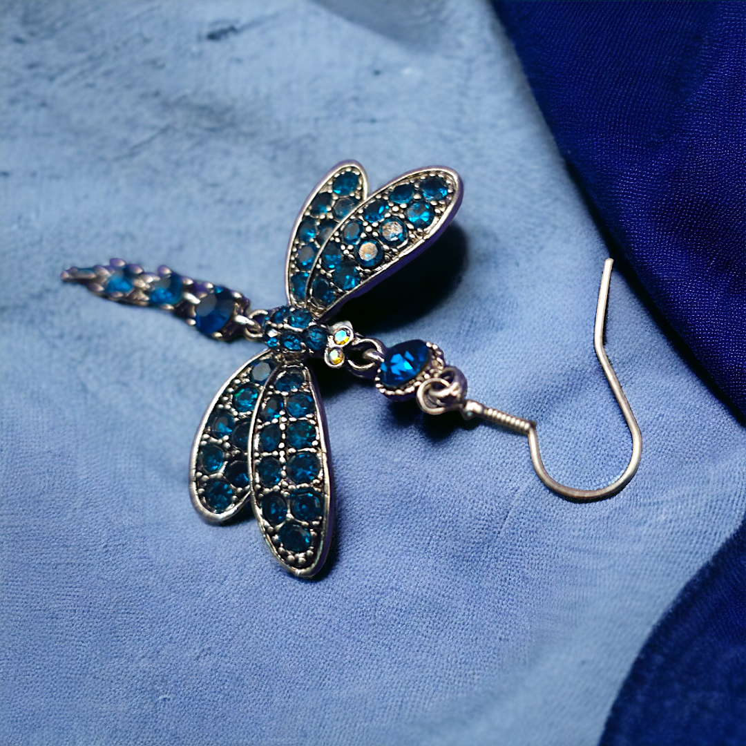 Cerulean Dragonfly Statement Earrings