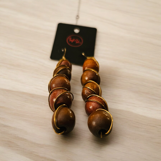 Maple Mambo Wooden Earrings - Handmade Rustic Jewelry, Natural Cozy Autumn Ear Accessories