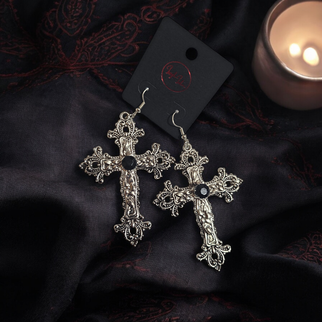 Diaries of Vampire Queen Earrings - Novelty Grunge Alternative Jewelry, Skull Gothic Ear Accessories