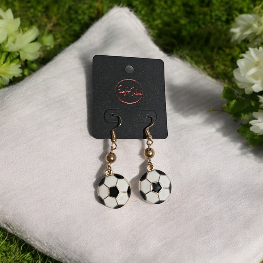 Golden Goalee Statement Earrings - Novelty Soccer Jewelry, Quirky Unique Accessories