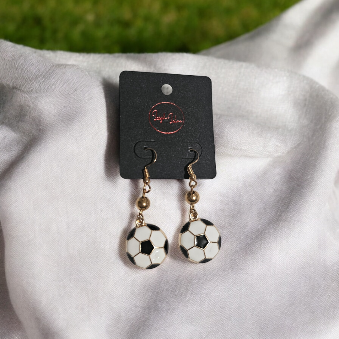 Golden Goalee Statement Earrings - Novelty Soccer Jewelry, Quirky Unique Accessories