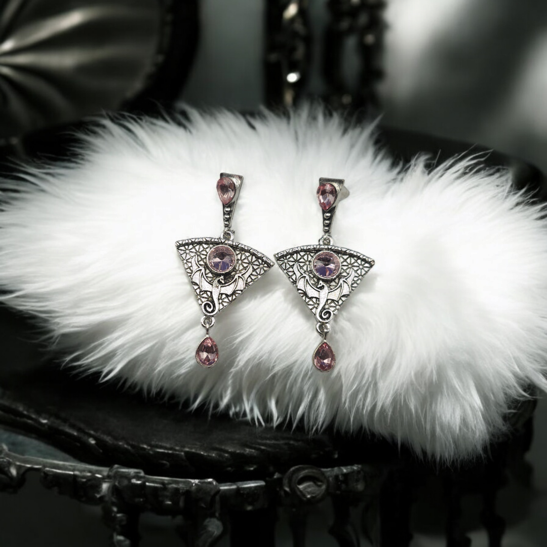 Dragon Princess Crystal Earrings - Grunge Novelty Jewelry, Whimsical Gothic Earring Accessories