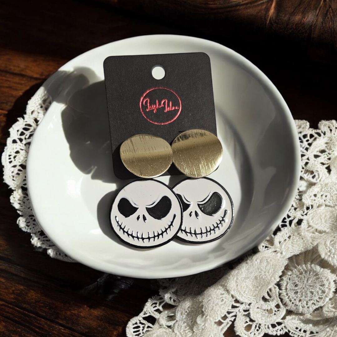 Golden Ghoul Nightmare Earrings - Skull  Grunge Jewelry, Novelty Gothic Ear Accessories