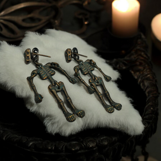 Bare Beauty Earrings - Gothic, Skeleton Jewelry, Grunge Halloween Ear Accessories