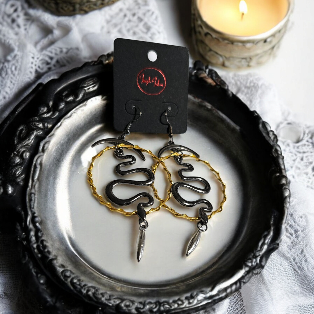 Circle of Medusa Earrings - Whimsical Alternative Jewelry, Novelty, Fantasy Gothic Ear Accessories