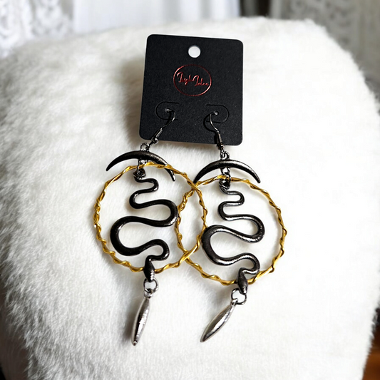 Circle of Medusa Earrings - Whimsical Alternative Jewelry, Novelty, Fantasy Gothic Ear Accessories