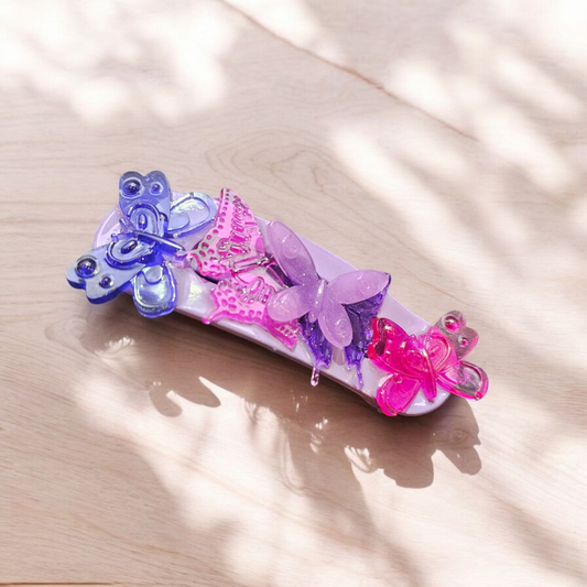 Butterfly Princess Hairclip, Whimsical Purple Fall Barette, Fun Girly Head Clasp